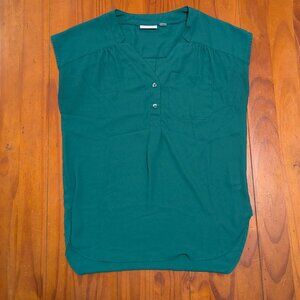 New York & Company Teal Button-Up Blouse
